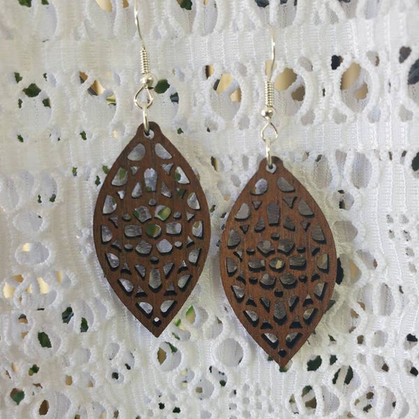 Walnut Laser cut Earrings