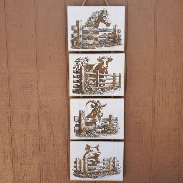 Horse/cow/goat/pig wooden hanging picture