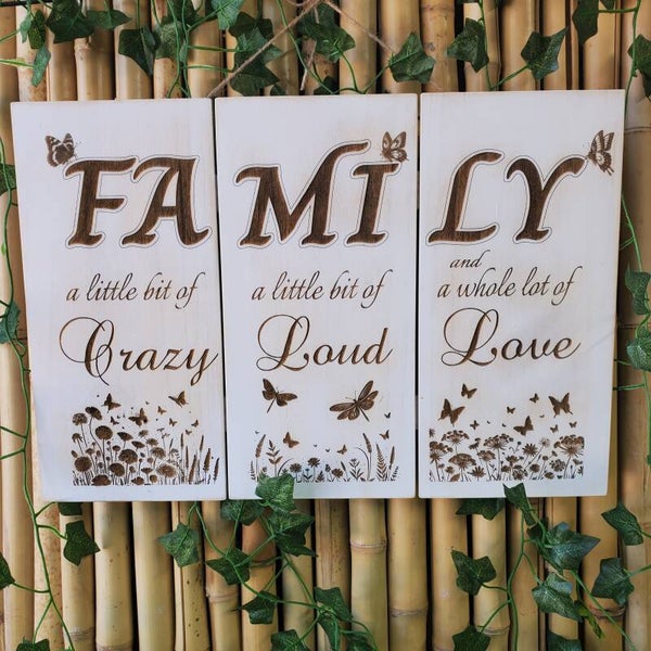 Family wooden hanging sign