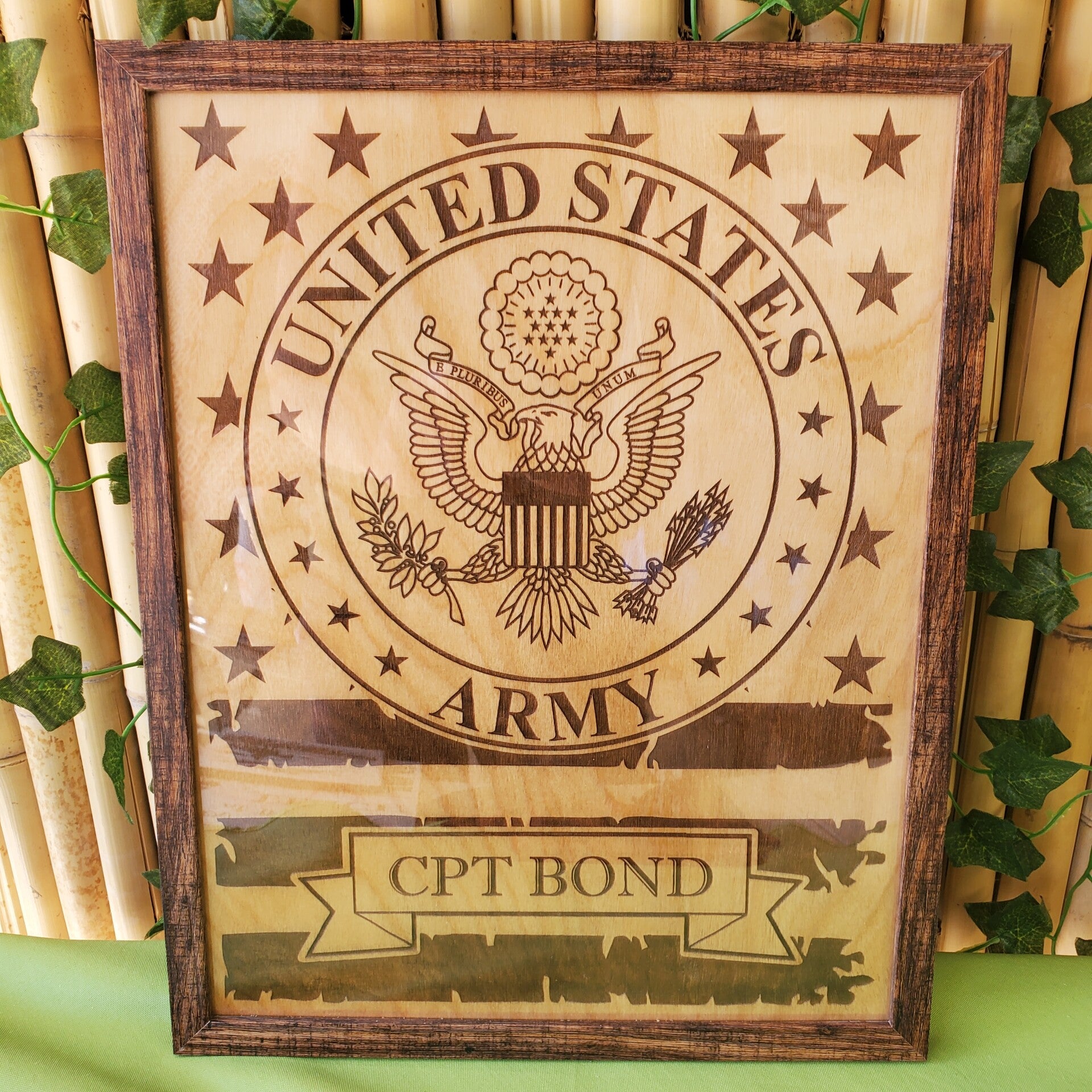 11"×14" framed wooden sign (background option #1)