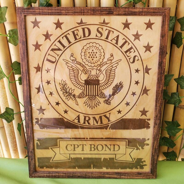 11"×14" framed wooden sign (background option #1)
