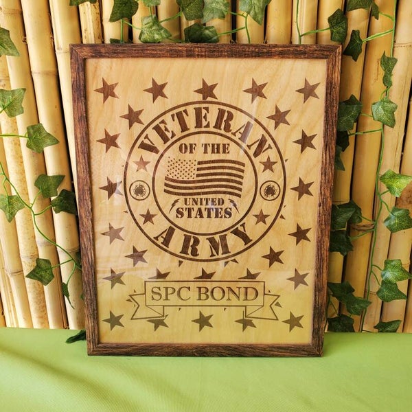 11"×14" framed wooden sign (background option #3)