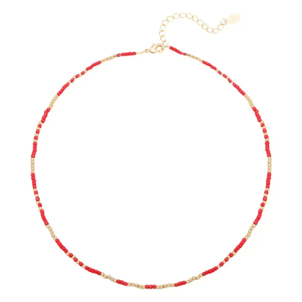 Beaded necklace red