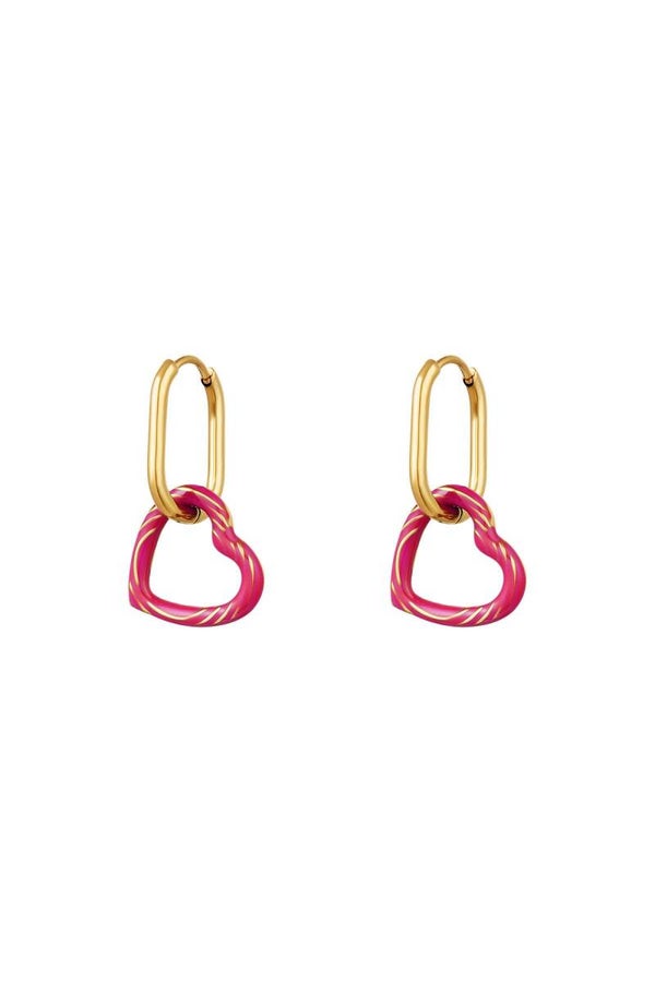 Coloured heart earrings pink