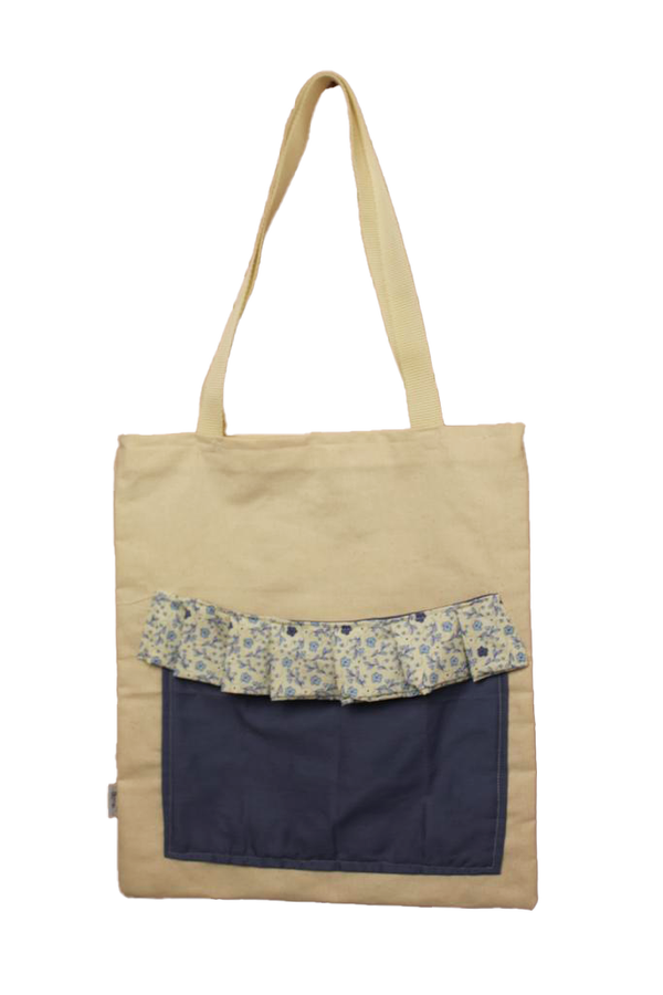 Blue ruffle tote