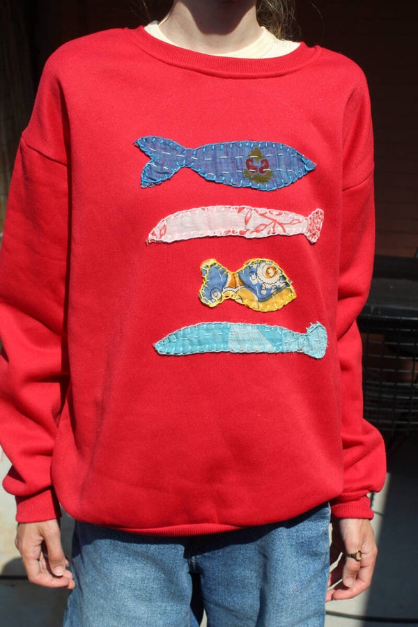 Fish upcycled sweater