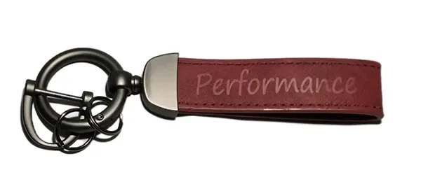 Performance Keychain – Edler Schlüsselanhänger aus Edelstahl & rotem Lederband