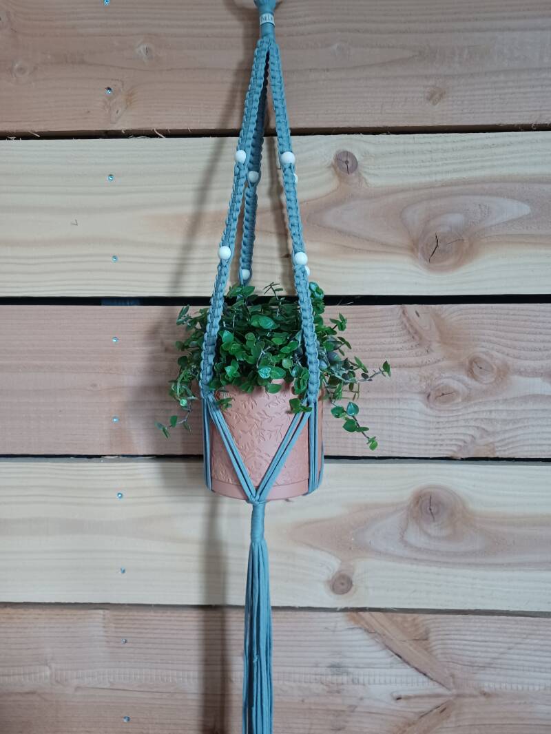 Model Gian € 15,-, kleur dark-grey, met pot en plant € 20,-