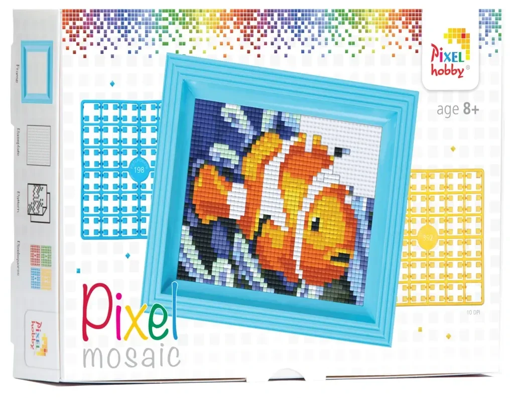 Pixelhobby Set Clownvis – Inclusief Blauwe Lijst – Duurzaam Bio-plastic (8+)