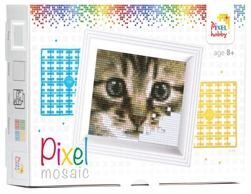 Pixelhobby Set Cyperse Kat – Luxe Portret inclusief Witte Lijst – Duurzaam Bio-plastic (8+)