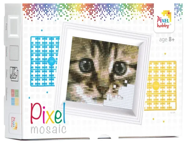 Pixelhobby Set Cyperse Kat – Luxe Portret inclusief Witte Lijst – Duurzaam Bio-plastic (8+)