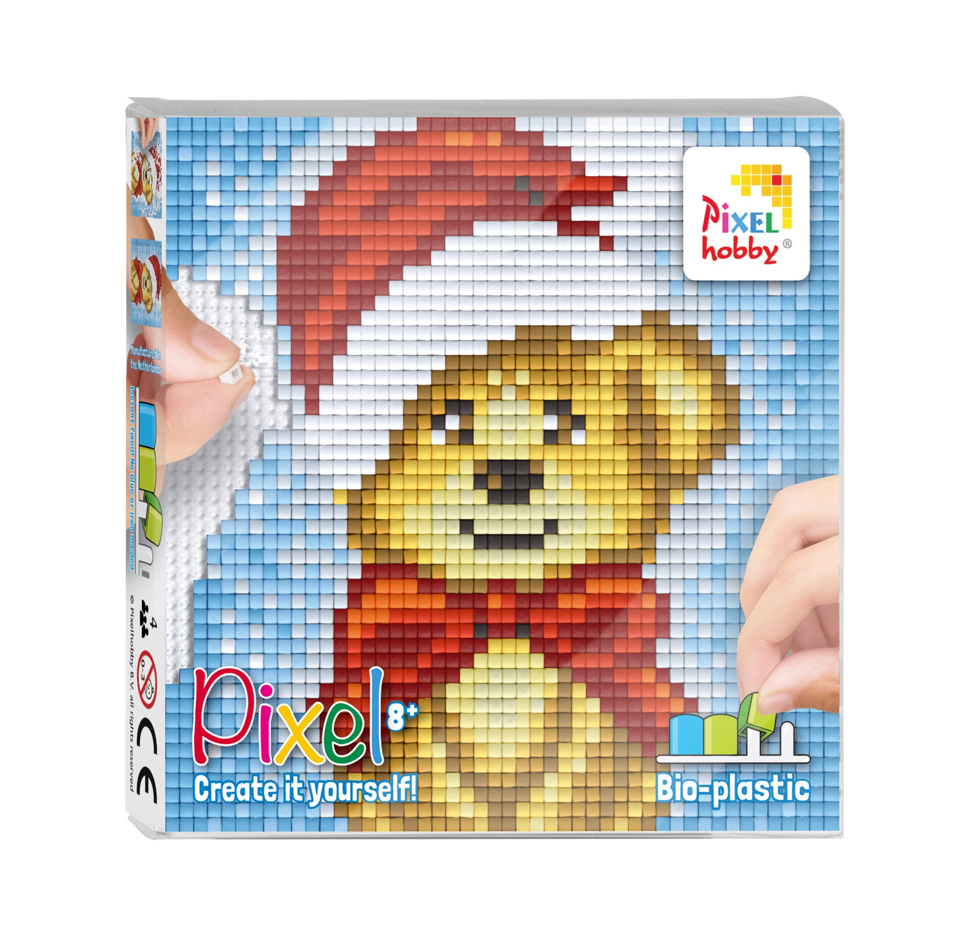 Pixelhobby Set Kerstbeer met Muts – Duurzaam Bio-plastic – Feestelijk Mozaïek voor 8+
