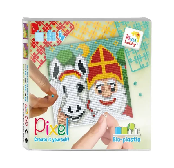 Pixelhobby Set Sinterklaas & Paard – Duurzaam Bio-plastic – Feestelijk Mozaïek (8+)