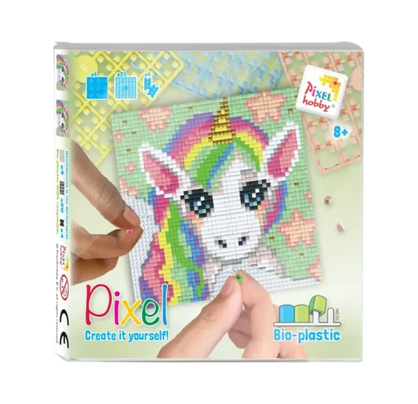 Pixelhobby Set Magische Eenhoorn – Regenboogmanen – Duurzaam Bio-plastic (8+)