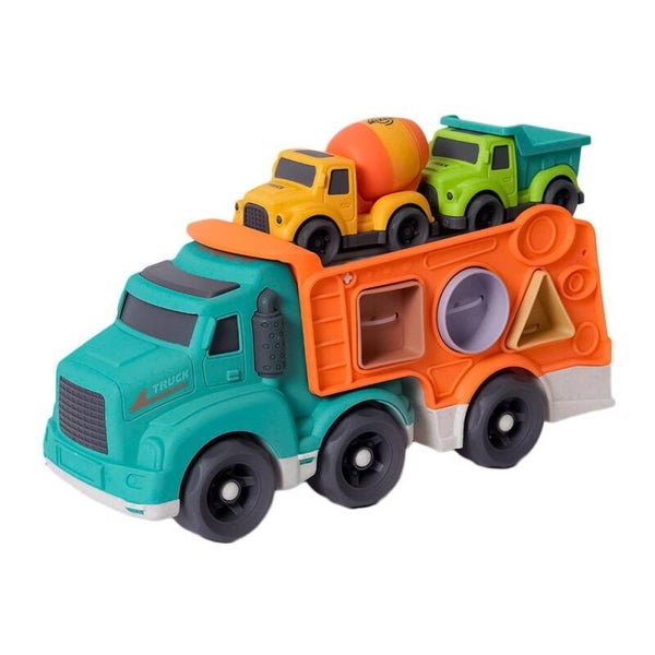 BIOplastic Vormenstoof Truck inclusief 2 Vrachtwagens – 33 cm – Duurzaam Educatief Speelgoed vanaf 18 Maanden