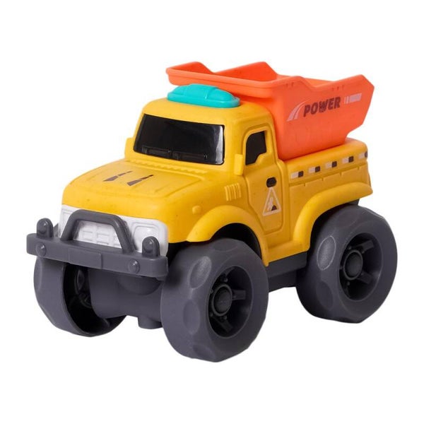 Producttitel: BIOplastic Off-Road Kiepwagen Geel – 11 cm – Duurzaam Bouwspeelgoed – Vanaf 18 Maanden