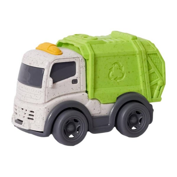 BIOplastic Vuilniswagen Wit/Groen – 8 cm – Duurzaam Educatief Speelgoed – Vanaf 18 Maanden