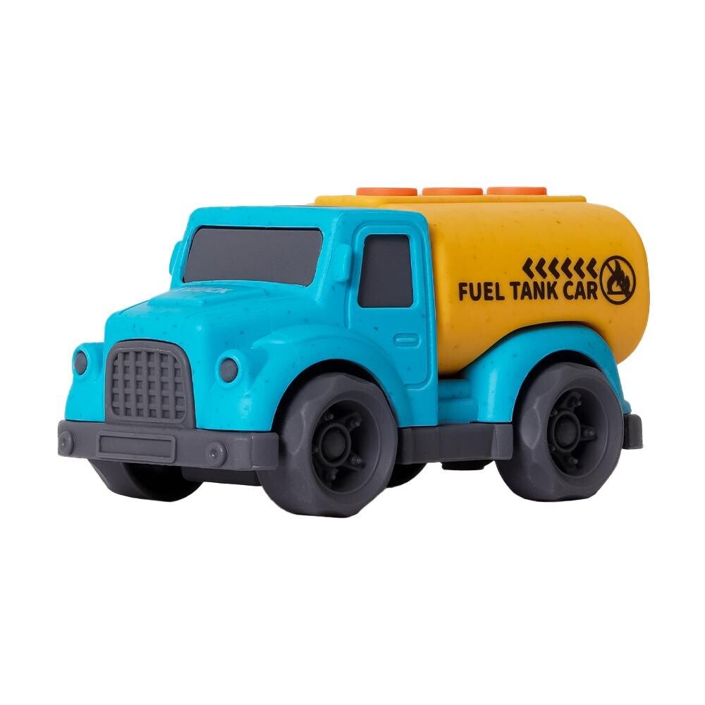 BIOplastic Benzinewagen (10,5 cm) – Duurzaam & Educatief Speelgoed vrachtwagen – Geel/Blauw – Vanaf 18 maanden