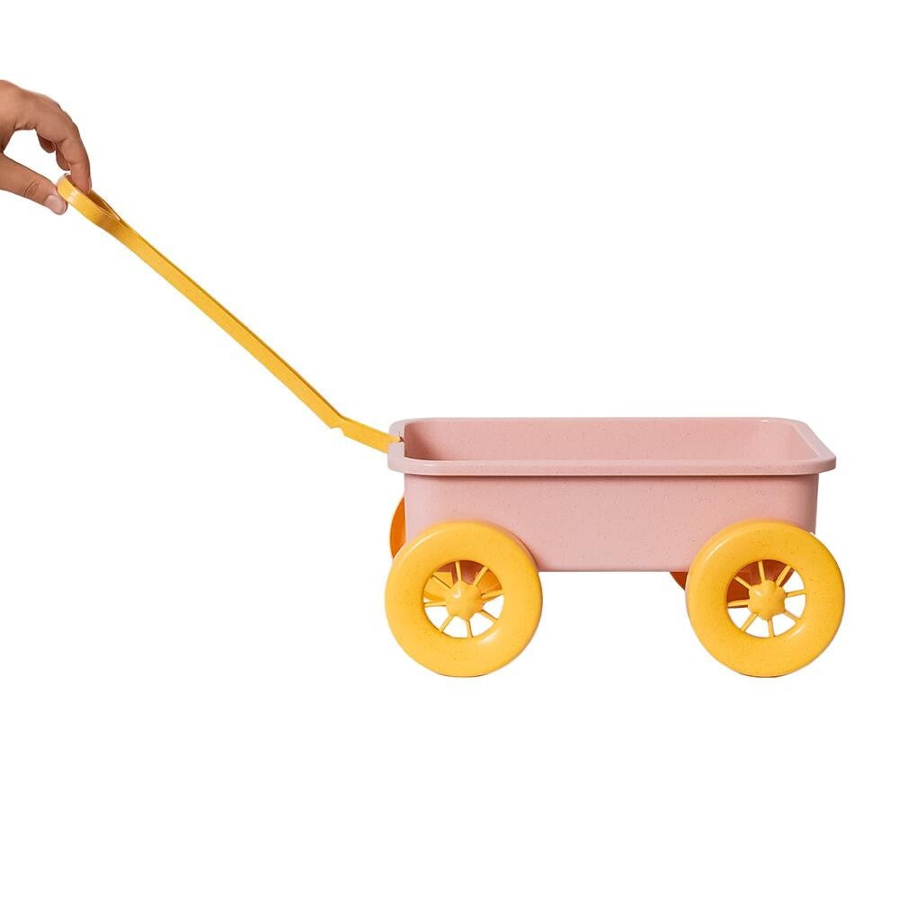 BIOplastic Bolderkar met Trekstang Roze – Duurzaam Buitenspeelgoed – Ecologische Strandkar – Vanaf 3 jaar