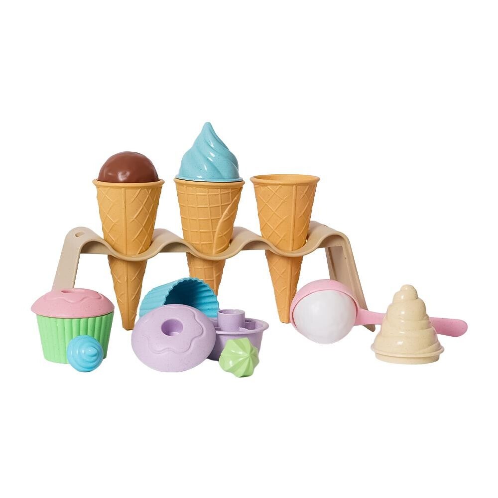 BIOplastic IJssalon Speelset (11-delig) – Duurzaam Zandbakspeelgoed – Educatief Rollenspel Ijsjes Maken – Vanaf 3 jaar
