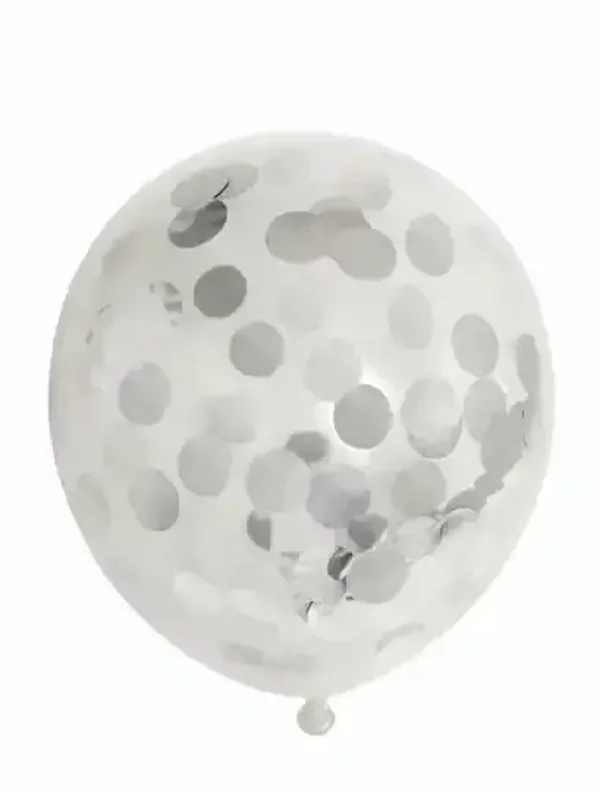 Ballon Transparant Confetti Zilver