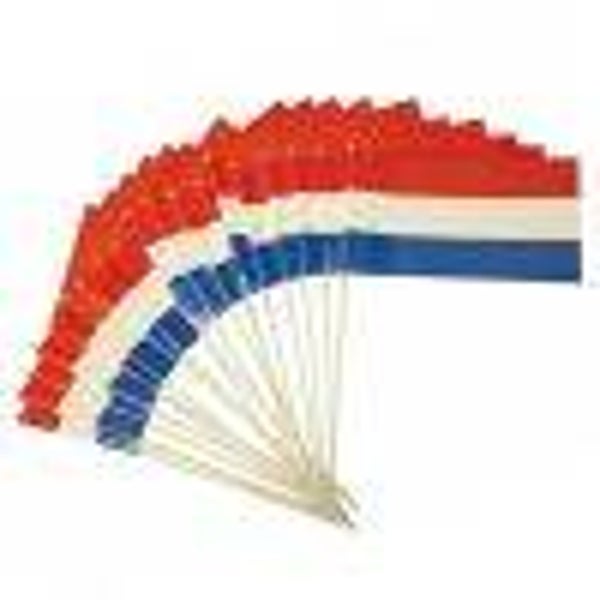 Rood-Wit-Blauwe Zwaaivlaggetjes (FSC) 20x30 cm Set van 5 stuks Hollandse Feestvlaggetjes
