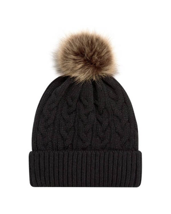AJM International 9L594L - Acrylique Tuque à rebord (Pompon 12cm fausse fourrure, Femmes)