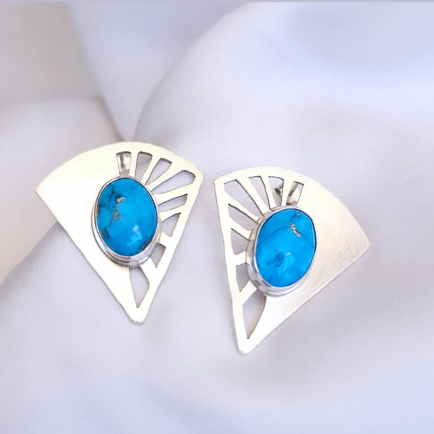 Earrings in Sterling Silver (.925) & Copper Turquoise - Nexus Collection