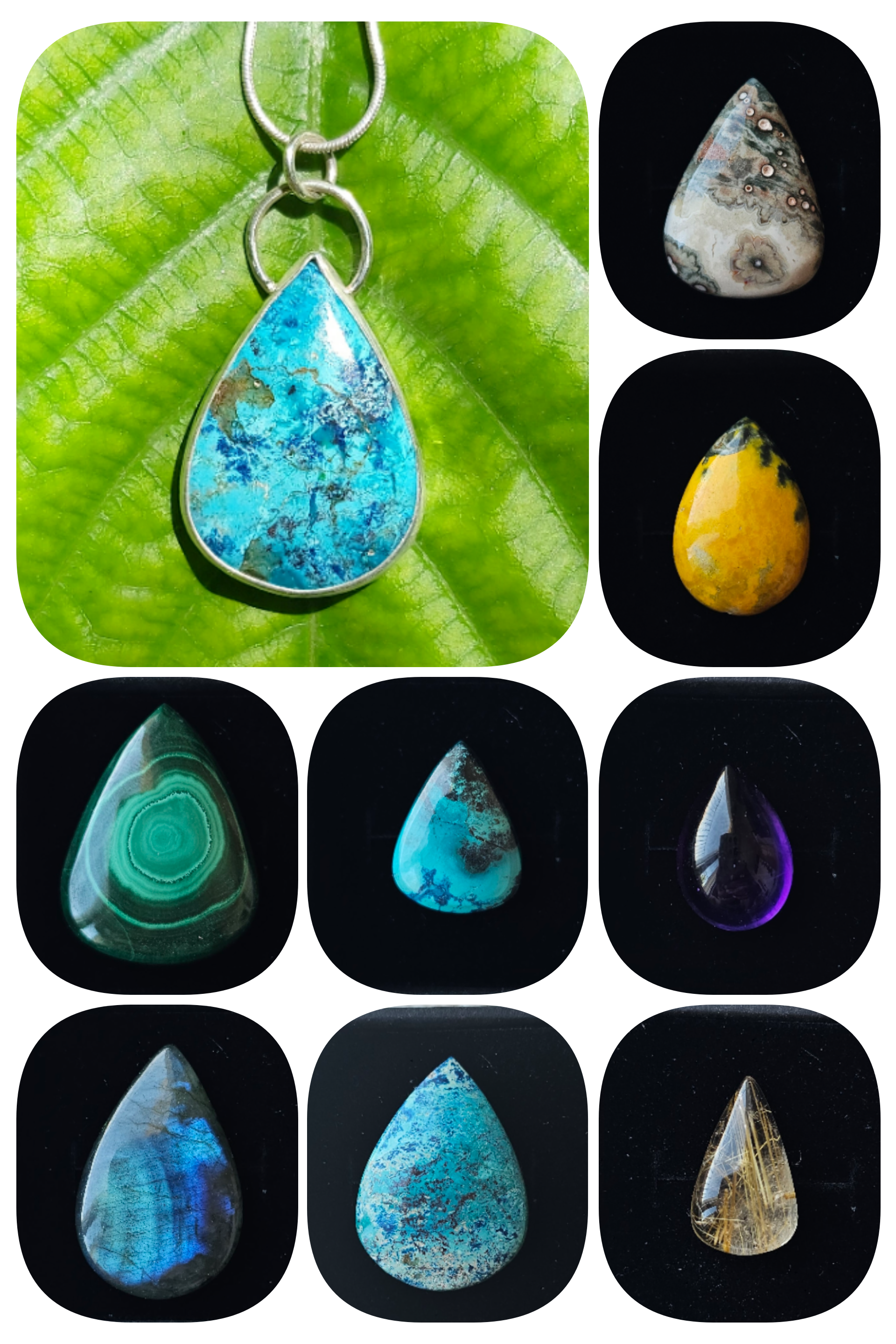 Infini Pendant in Sterling Silver. 925 and natural gemstone