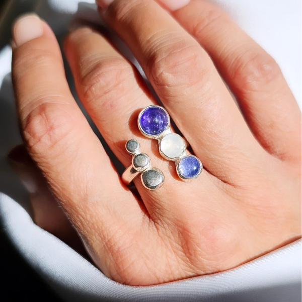 Tanzanite / Moonstone / Tanzanite ( 7.5 USA)