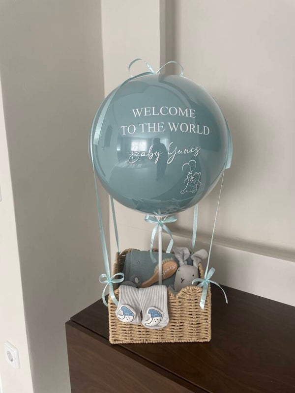 Hot air balloon mit Korb - Blau