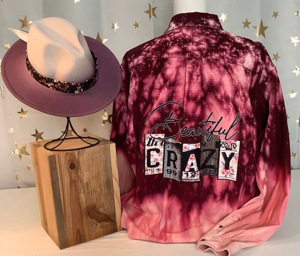 Printed Vintage Hand Bleached Corduroy Shirt “Beautiful Crazy”