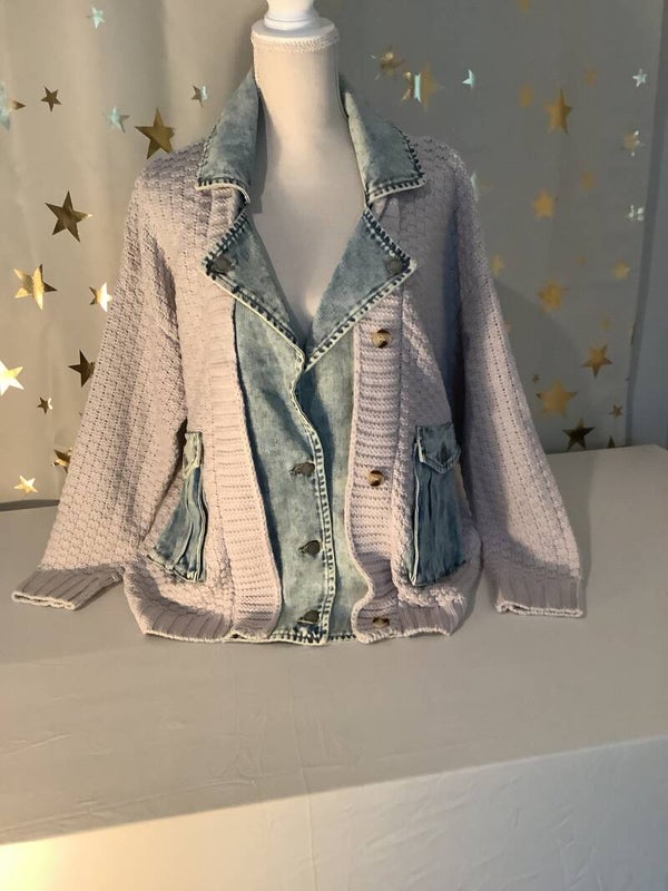 Denim sweater jacket