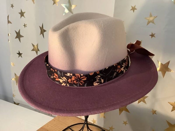 Wine and cream fedora with band