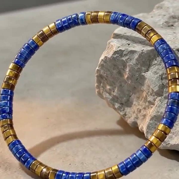 Bracelet en pierre naturelle de lapis-lazuli – Richesse et sagesse