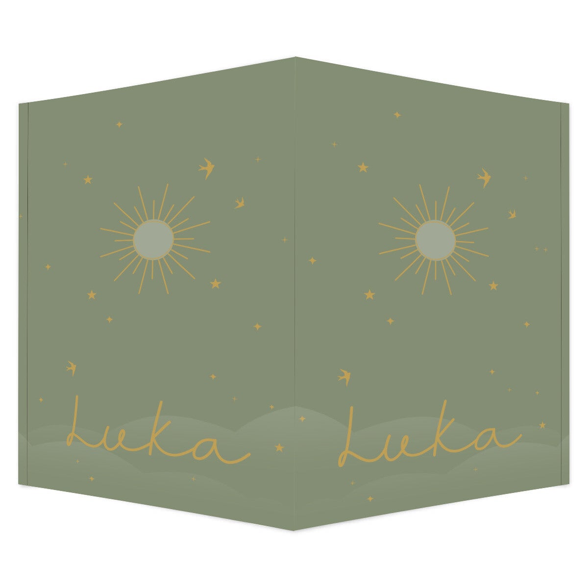 Geboortebord met een zonnetje en vogels - groen