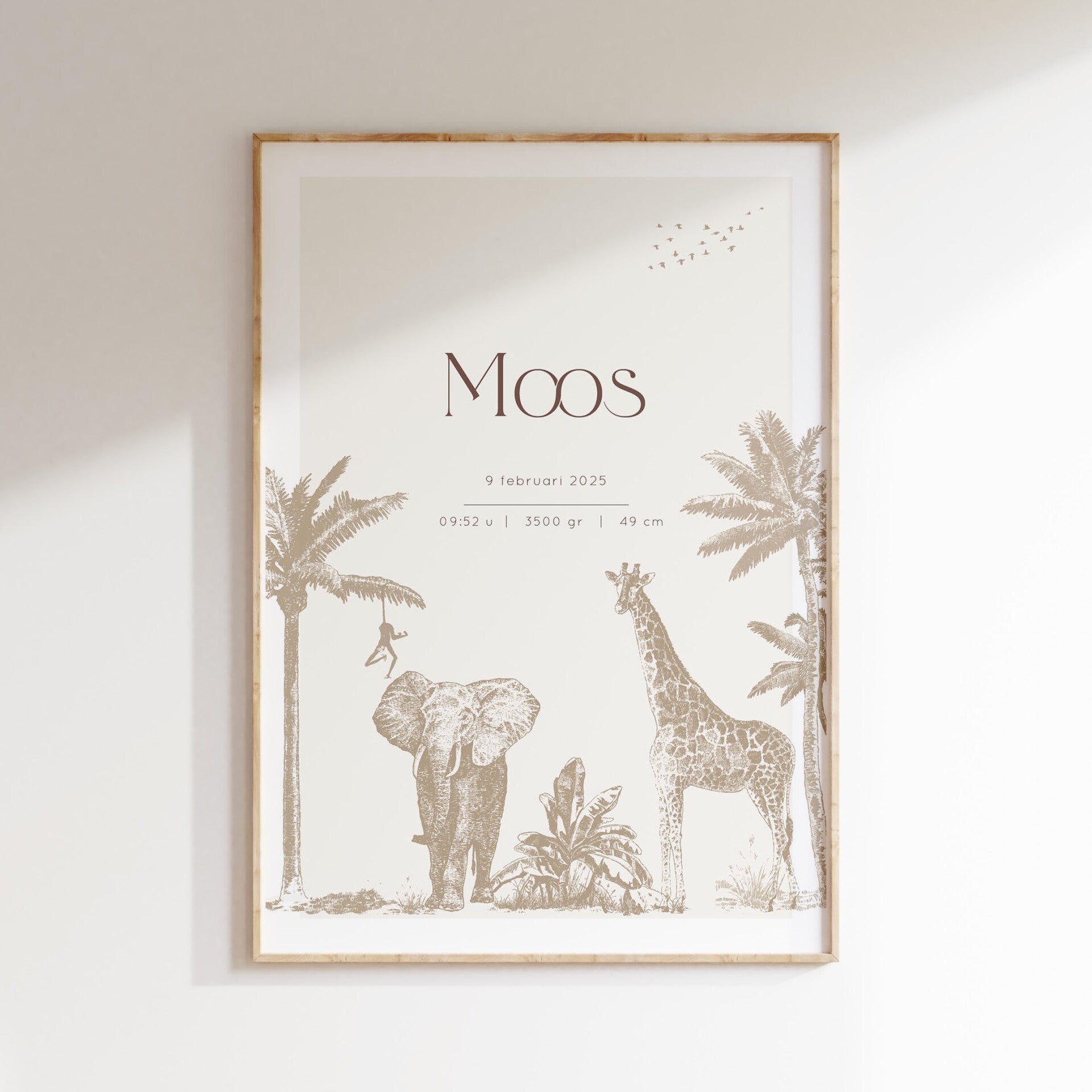 Geboorteposter Jungle | bruin