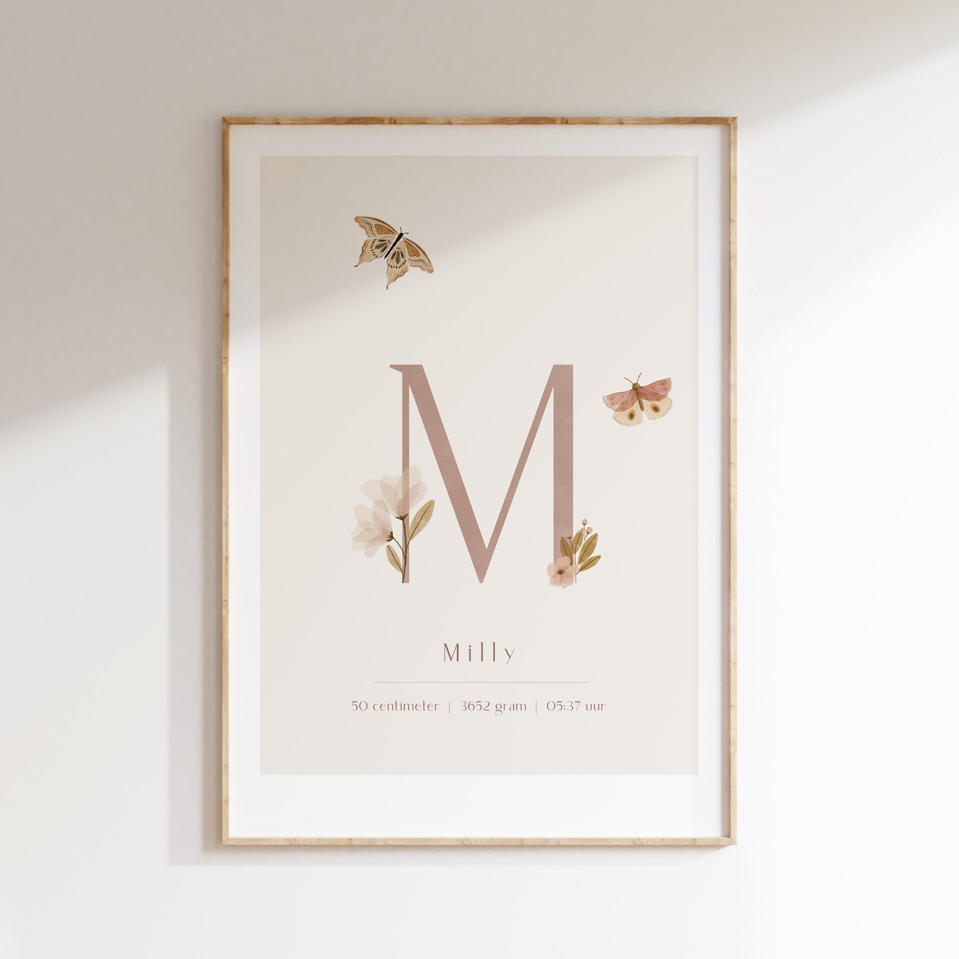 Geboorteposter Vintage flower