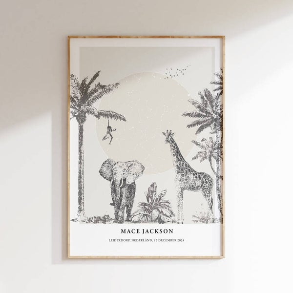 Poster sterrenhemel | JUNGLE - mono