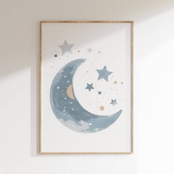 Kinderkamer print | Maan en sterren