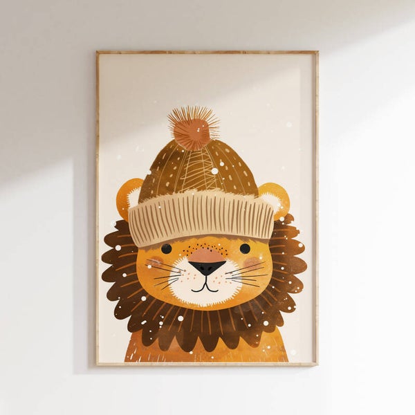 Kinderkamer print | Winter leeuw
