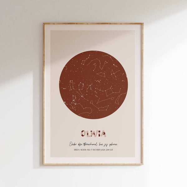 Poster sterrenhemel | KLEINE GROTE BEER - bruin