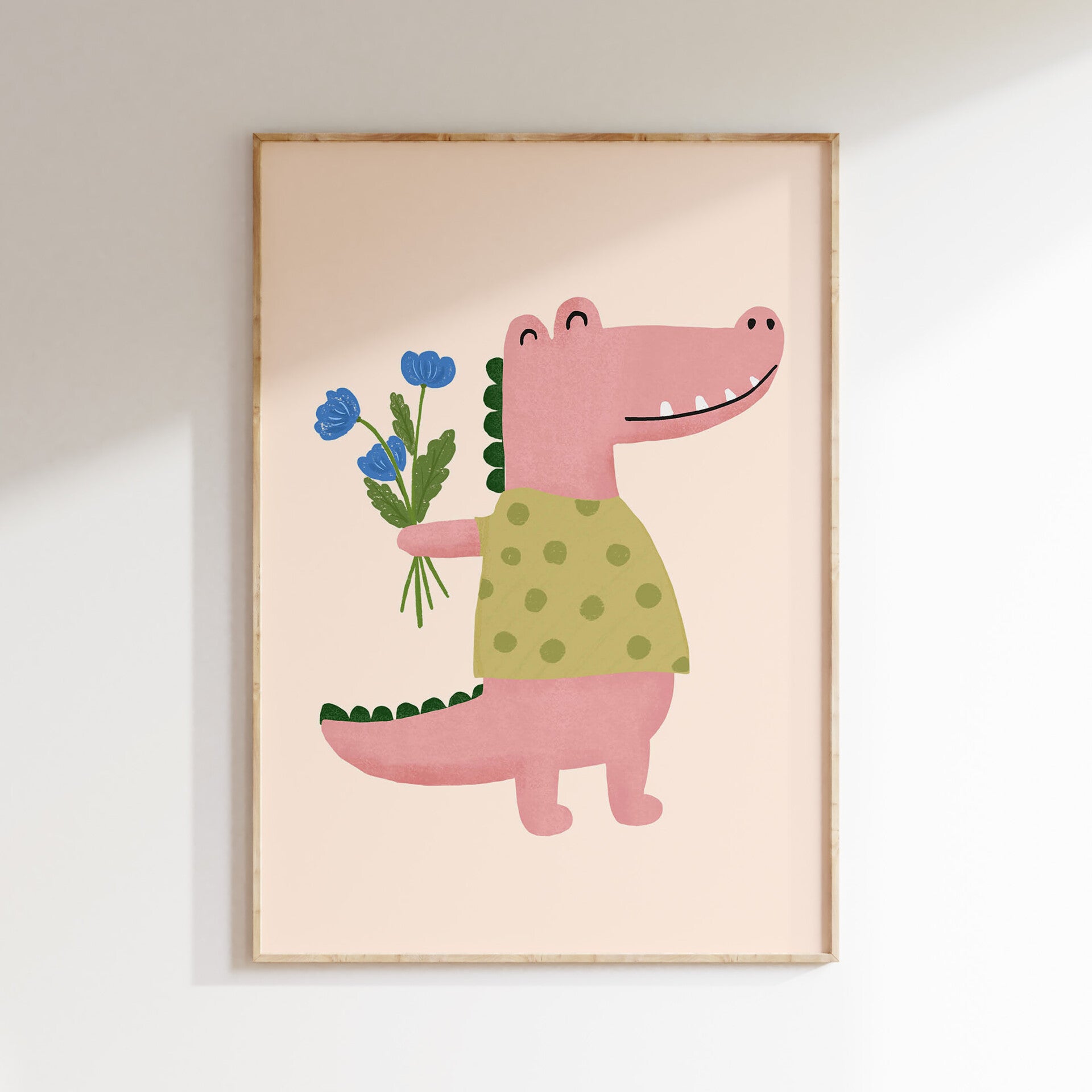 Kinderkamer print | Roze krokodil