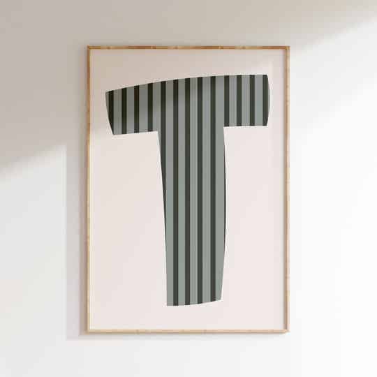 Letterposter stripes  | groen