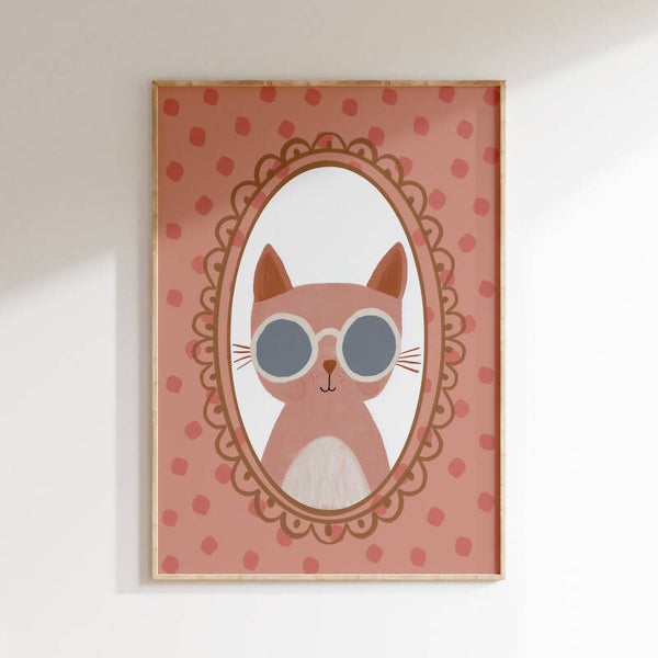 Kinderkamer print | Mrs. cat - roze