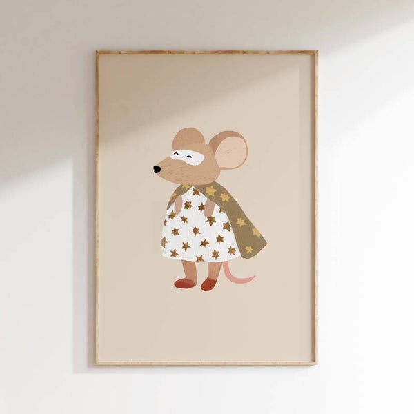 Kinderkamer print | Superheldin muis