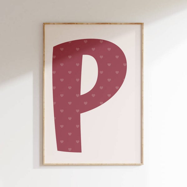 Letterposter hartjes  | roze