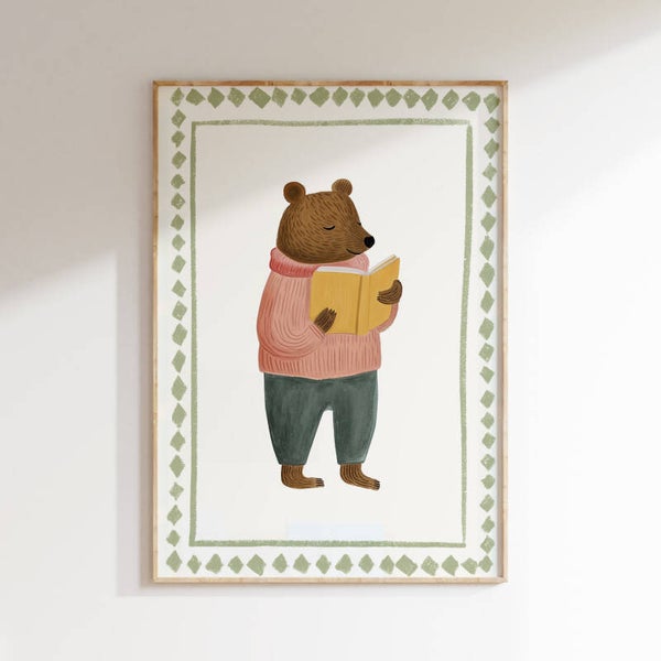 Kinderkamer print retro | Verhaaltje lezen