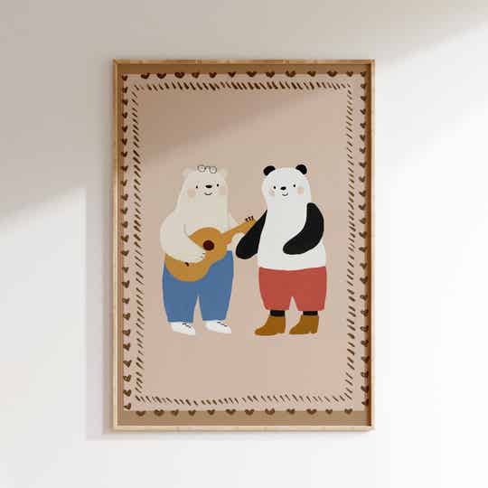 Kinderkamer print retro | Muziek beertjes
