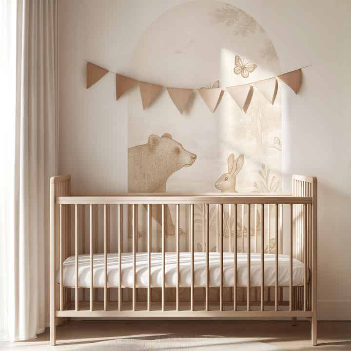 Behangboog - Bosdieren beer en konijn | sepia